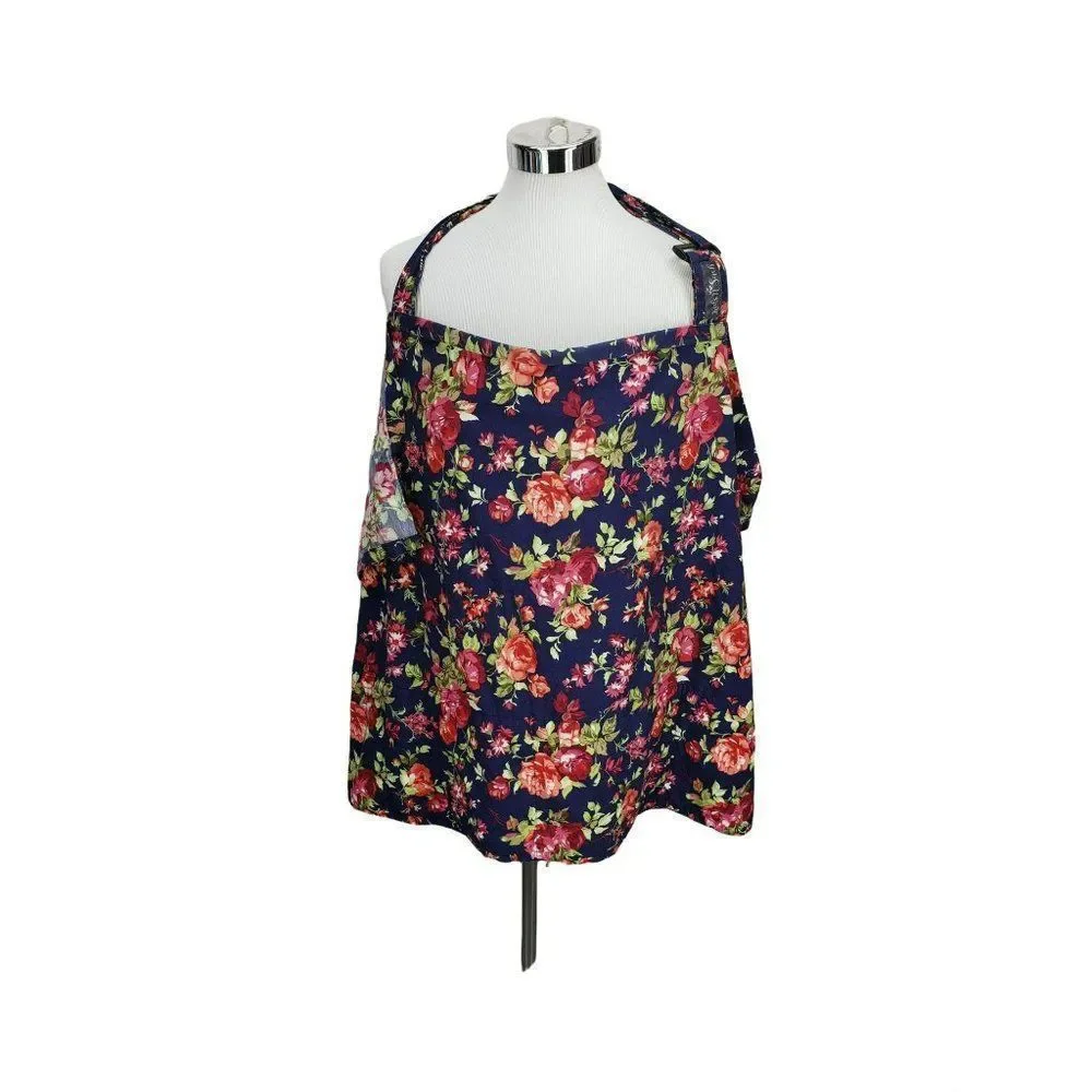 Kids N such breastfeeding cover floral blue with‎ burp cloth nursing